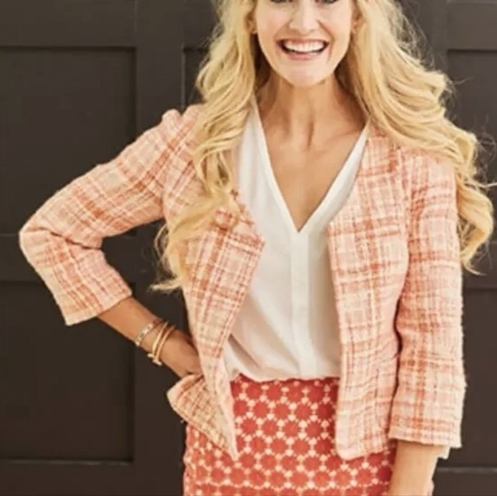 Talbots Hemp Blend Tweed Barbie Business Blazer Size 4